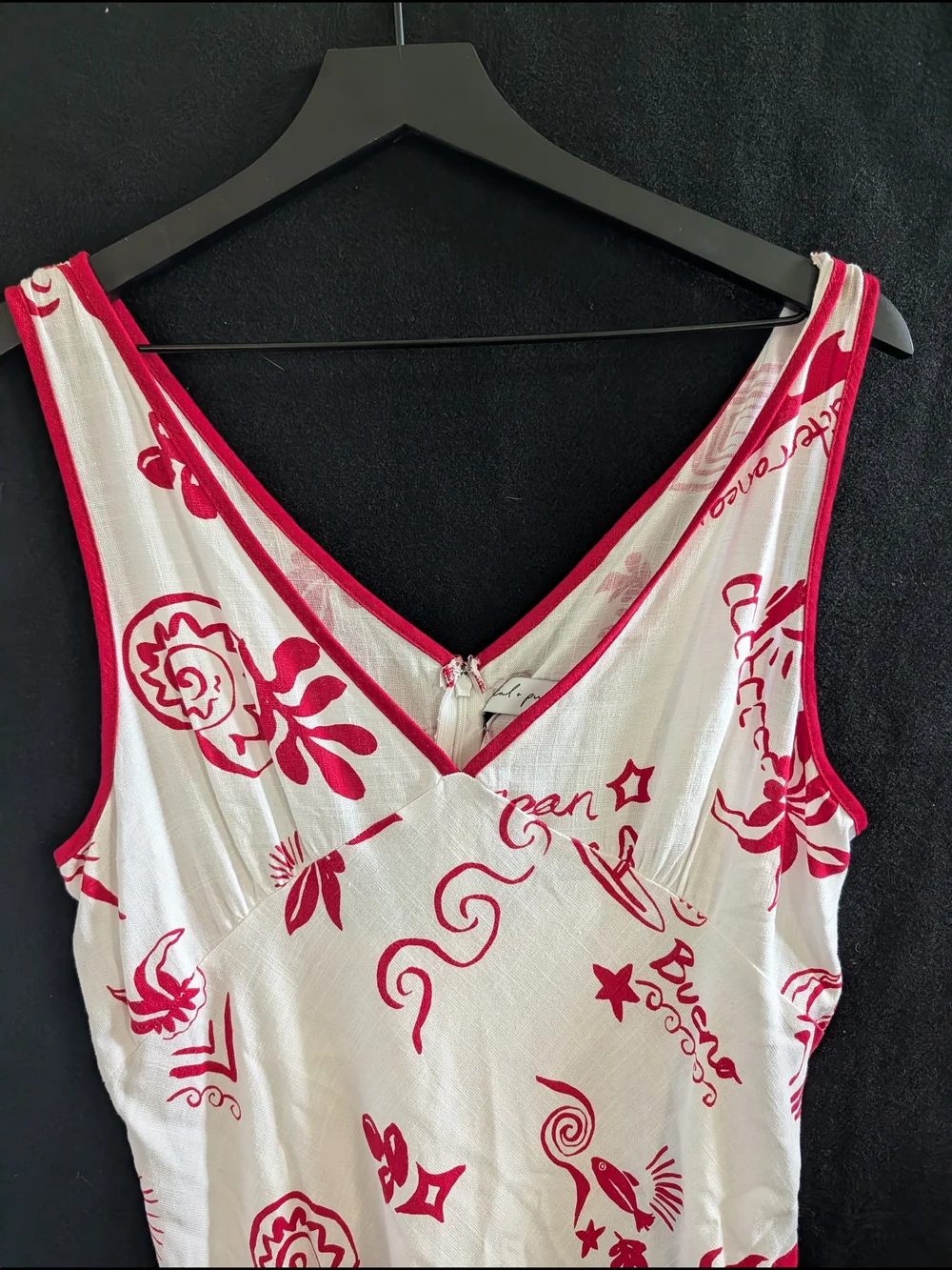 Petal + Pup NWT Biarritz Dress Large Red White Linen Blend Summer Mini Vacation